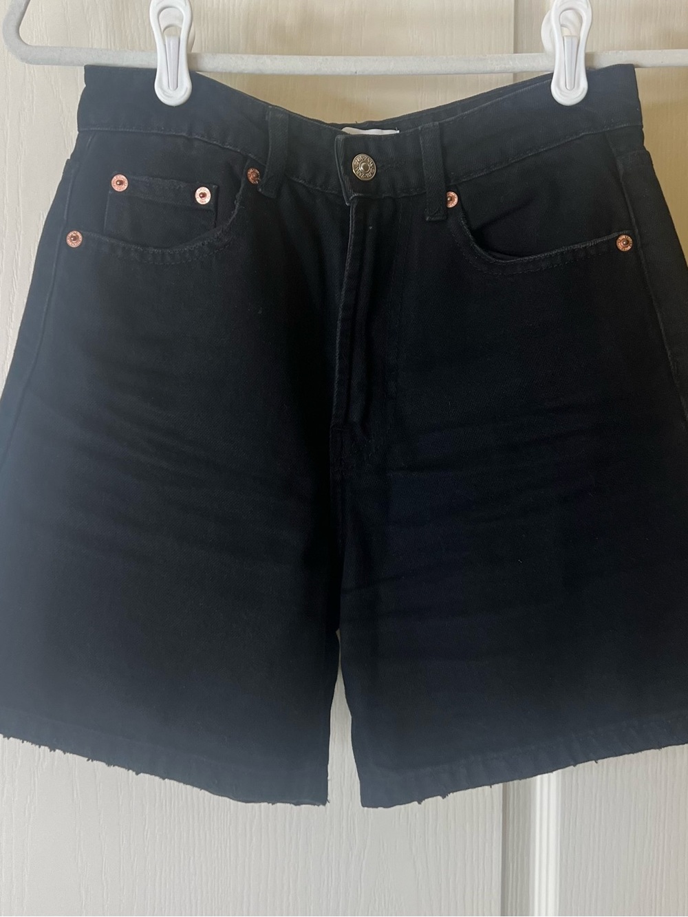 Zara High-Waist Black Denim Shorts